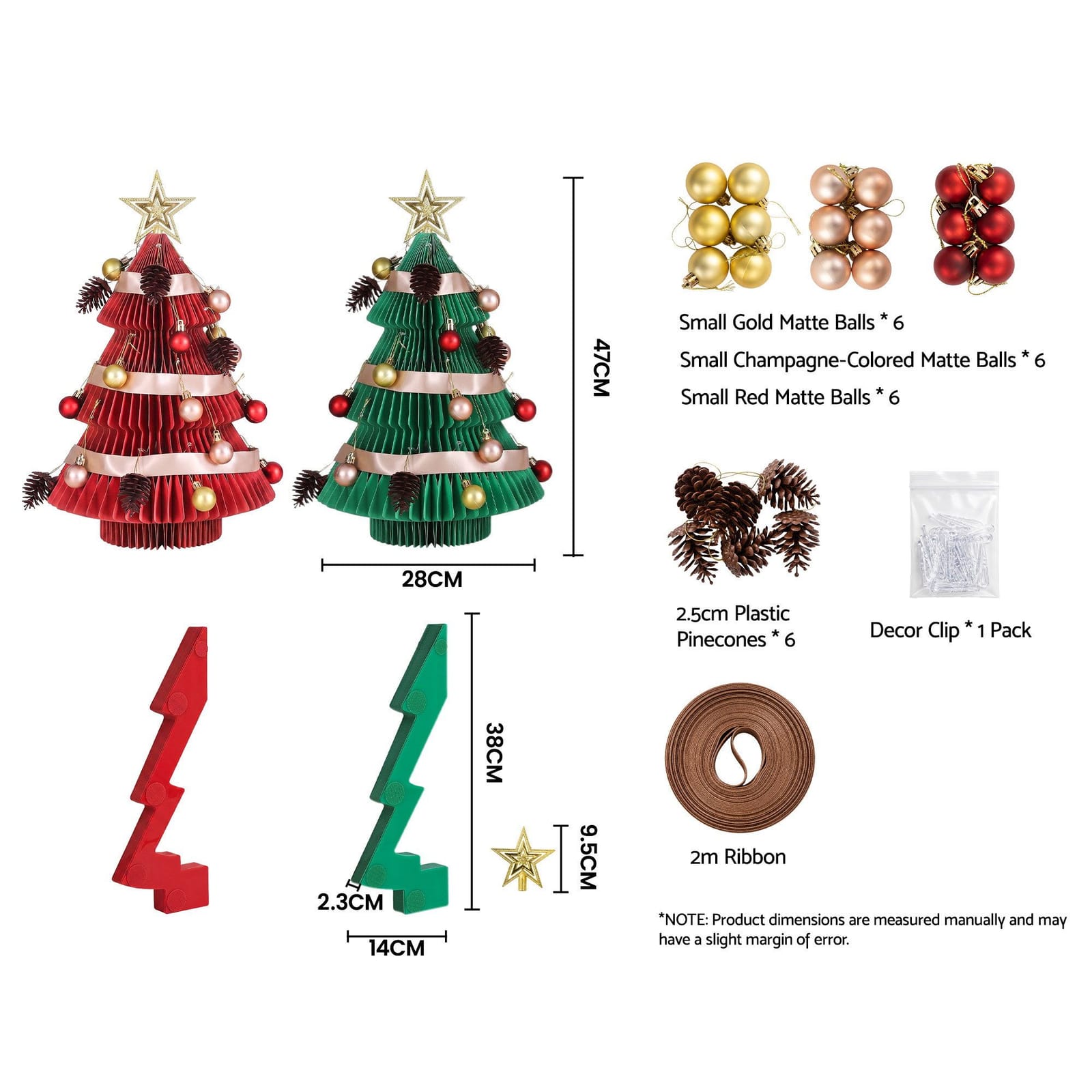 Folding Christmas Tree 2X 28x38cm