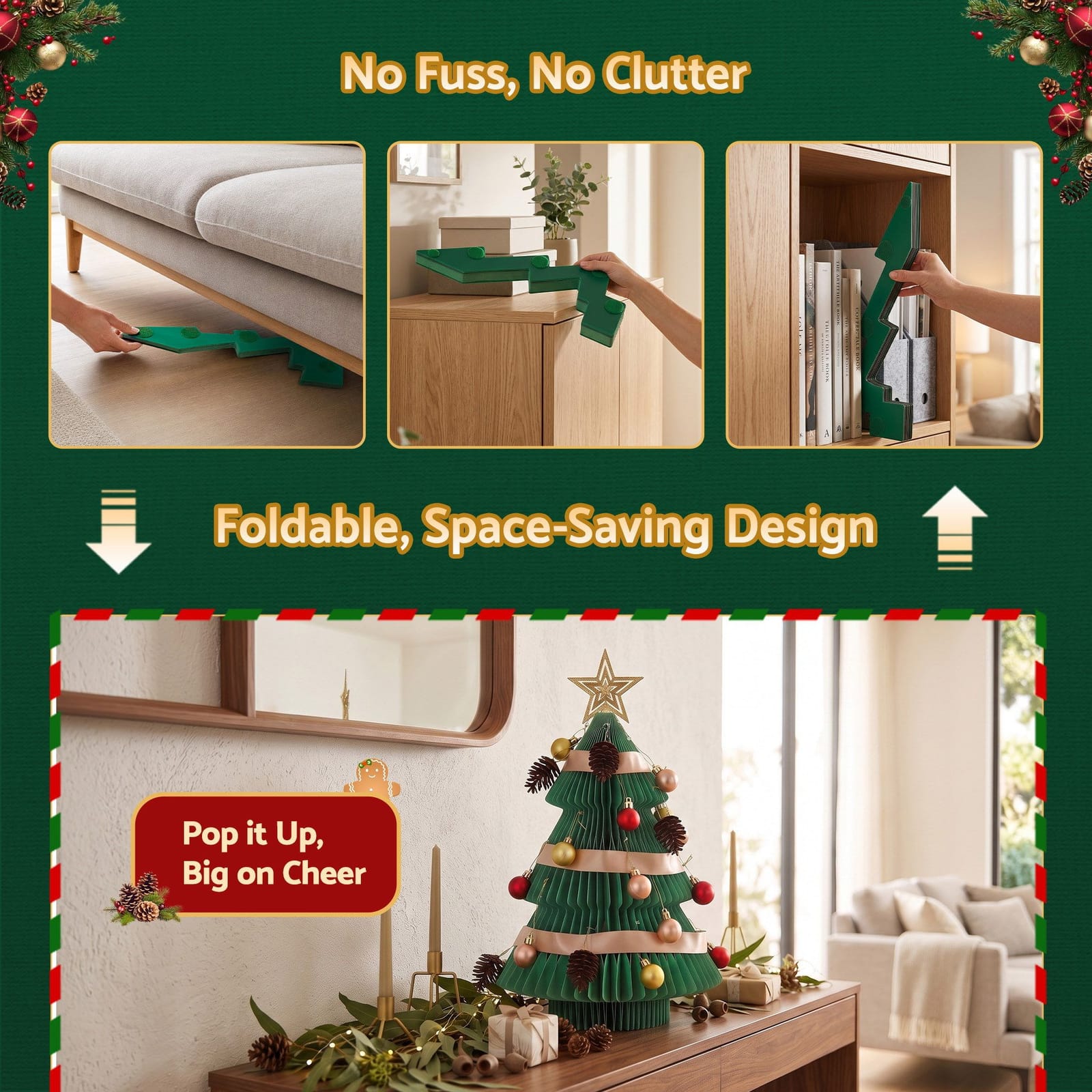 Folding Christmas Tree 2X 28x38cm