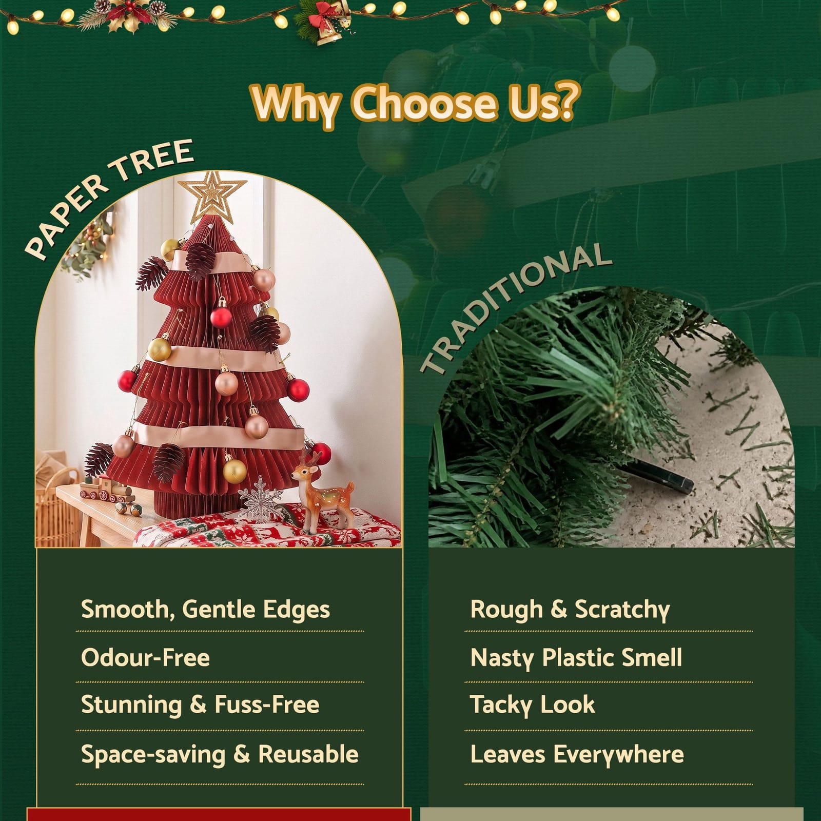 Folding Christmas Tree 2X 28x38cm