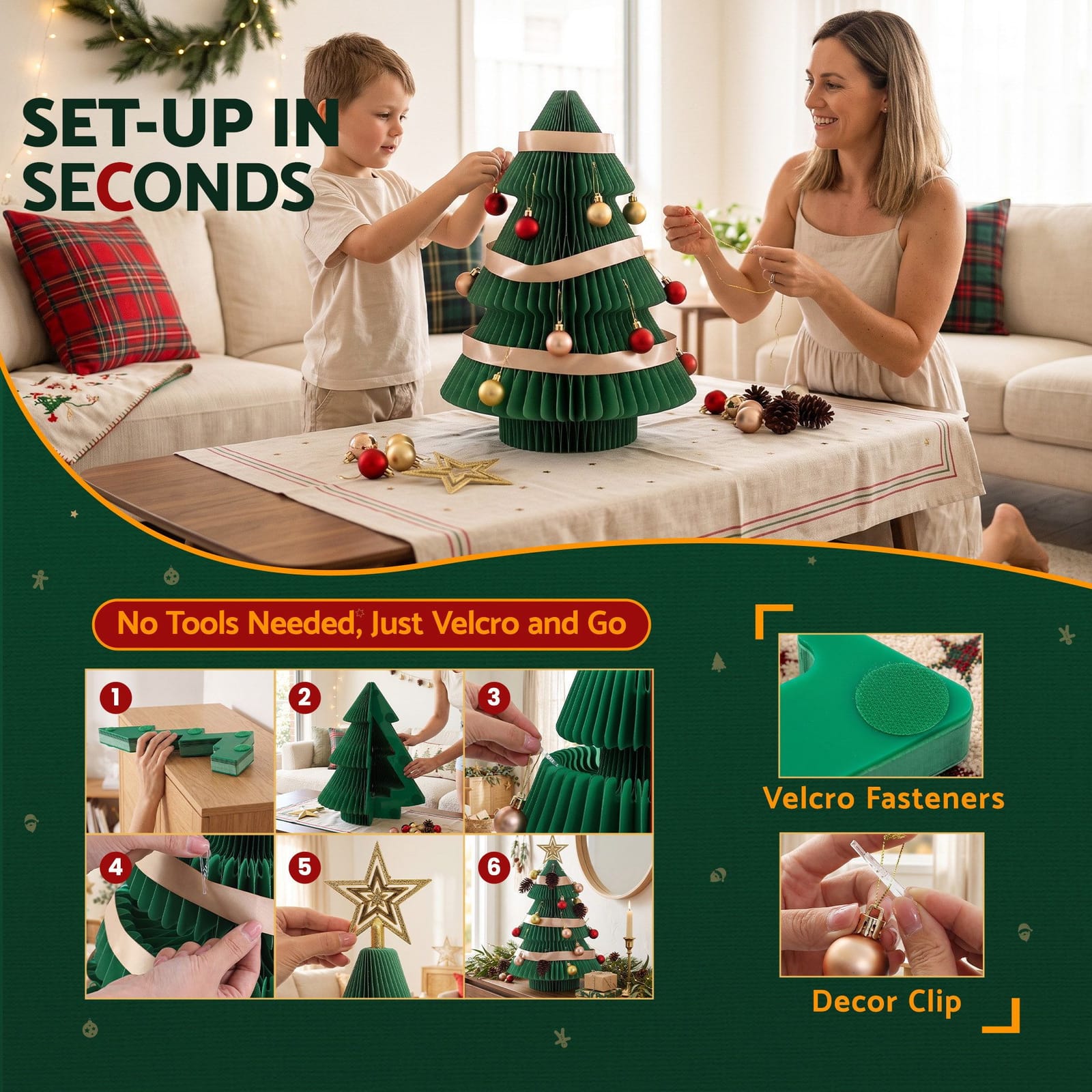 Folding Christmas Tree 2X 28x38cm