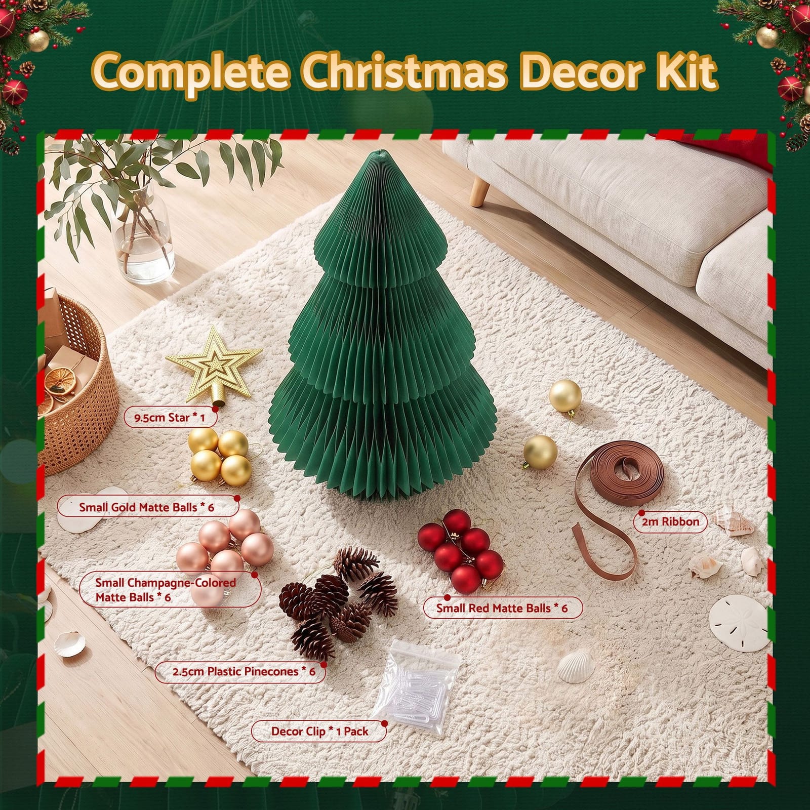 Folding Christmas Tree 2X 28x38cm