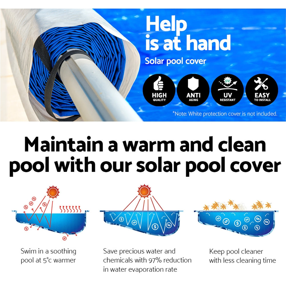 Swimming Pool Cover with Roller Wheel Solar Blanket Adjustable 10 X 4m