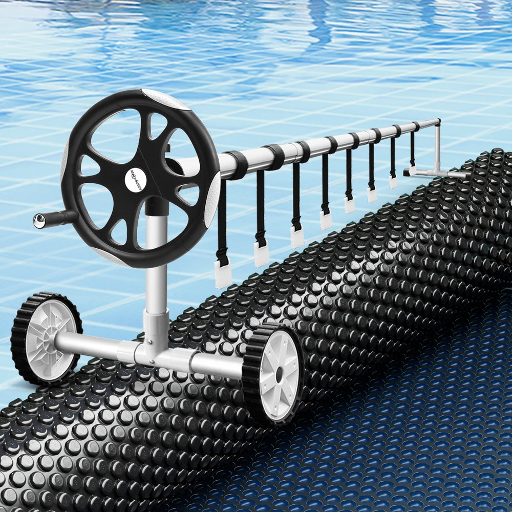 Pool Cover 600 Micron 10x4m w/ Roller 5.55m Swimming Pools Black Solar Blanket