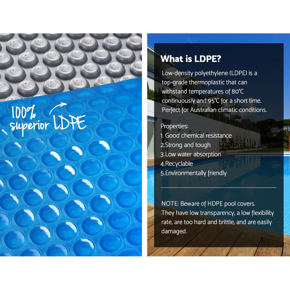 Aquabuddy 10.5x4.2m Pool Cover 500 Micron Solar Blanket Blue