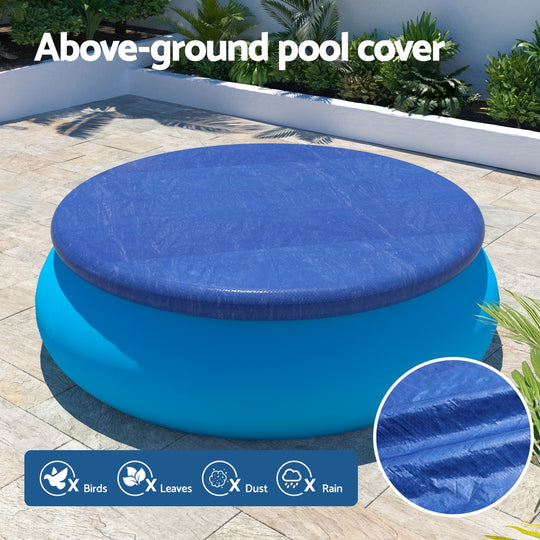 Pool Cover Fit 2.44m Round Above-ground Ring Swimming Pool Blanket Blue