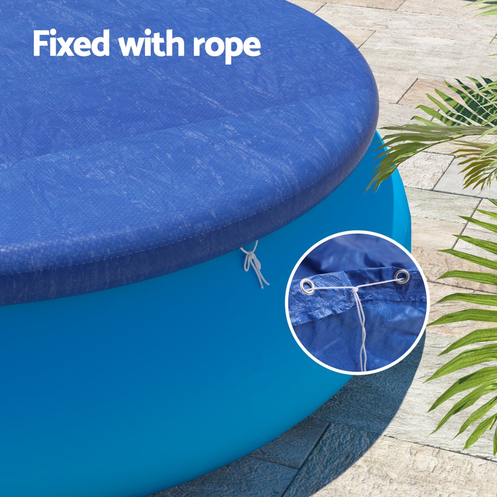 Pool Cover Fit 2.44m Round Above-ground Ring Swimming Pool Blanket Blue