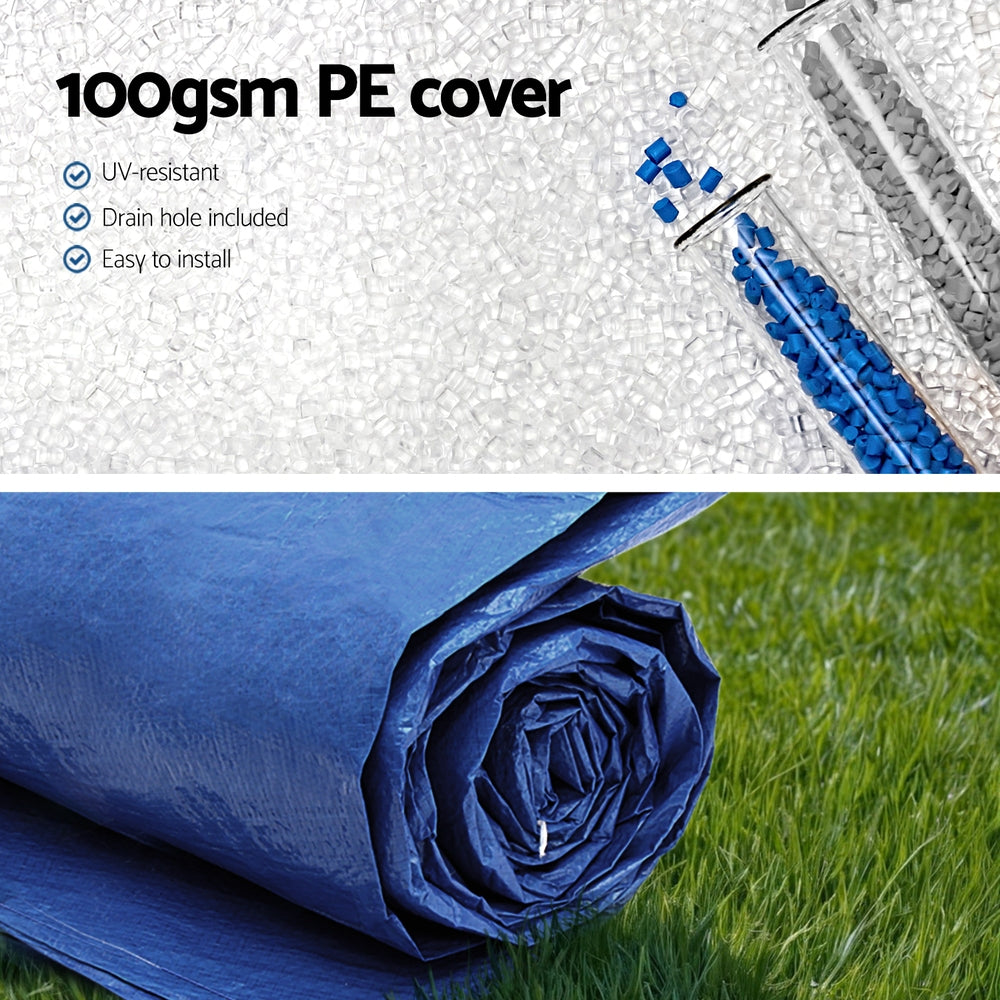Pool Cover Fit 2.44m Round Above-ground Ring Swimming Pool Blanket Blue