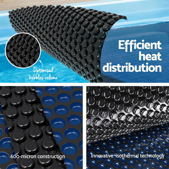 Pool Cover 600 Micron 6.5x3m w/ Roller 4m Swimming Pools Black Solar Blanket