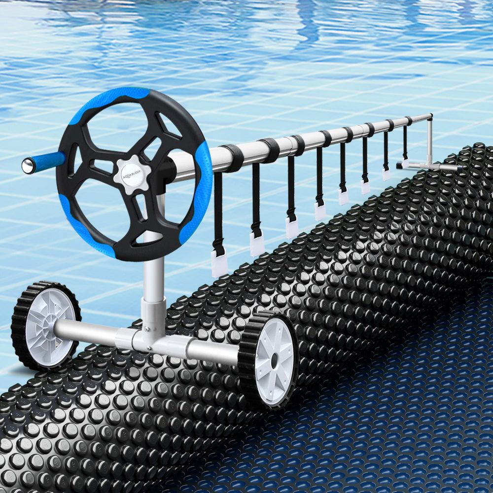 Pool Cover 600 Micron 6.5x3m w/ Roller 5.55m Black Solar Blanket