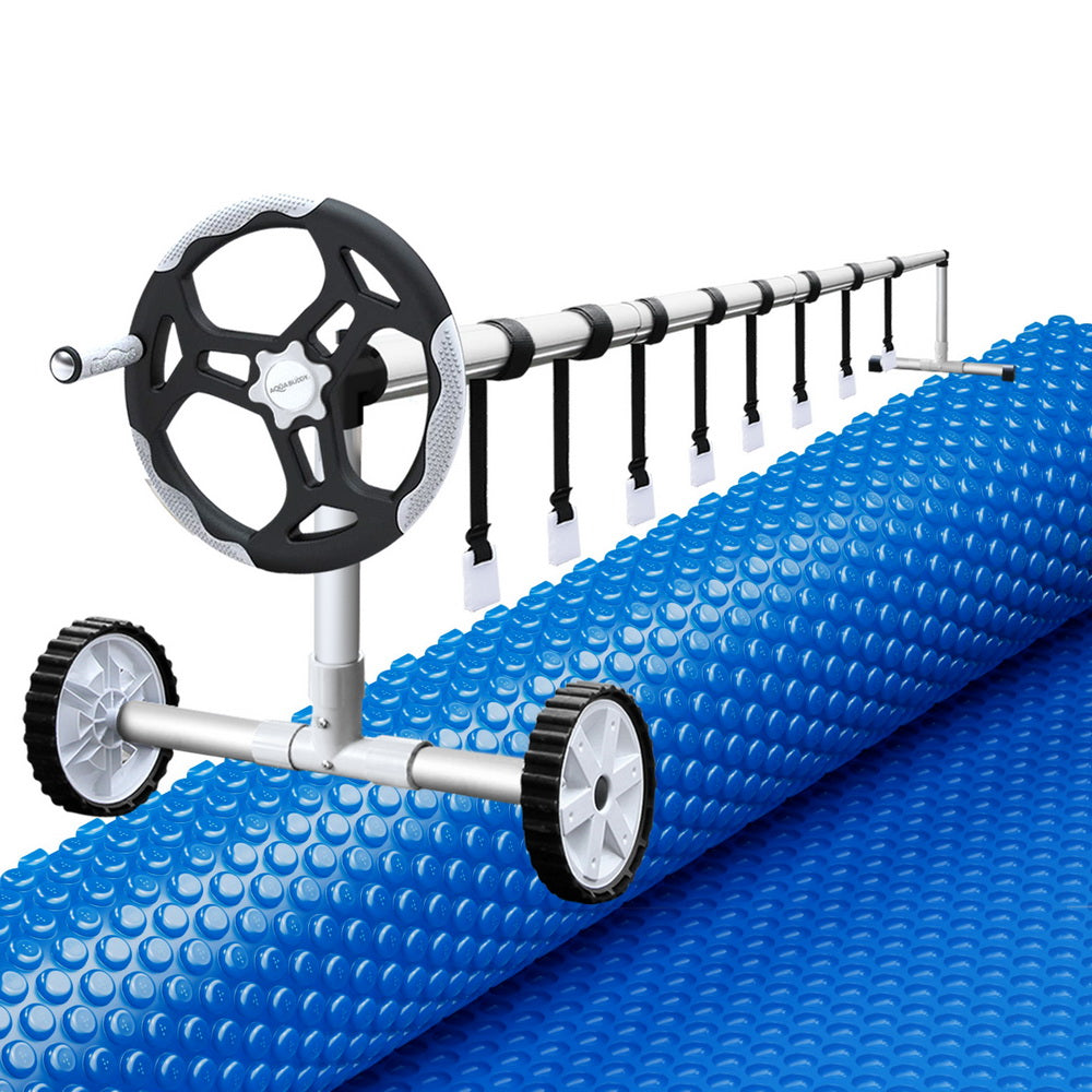 Pool Cover 600 Micron 7x4m w/ Roller Solar Blanket with Pool Covers & Accessories