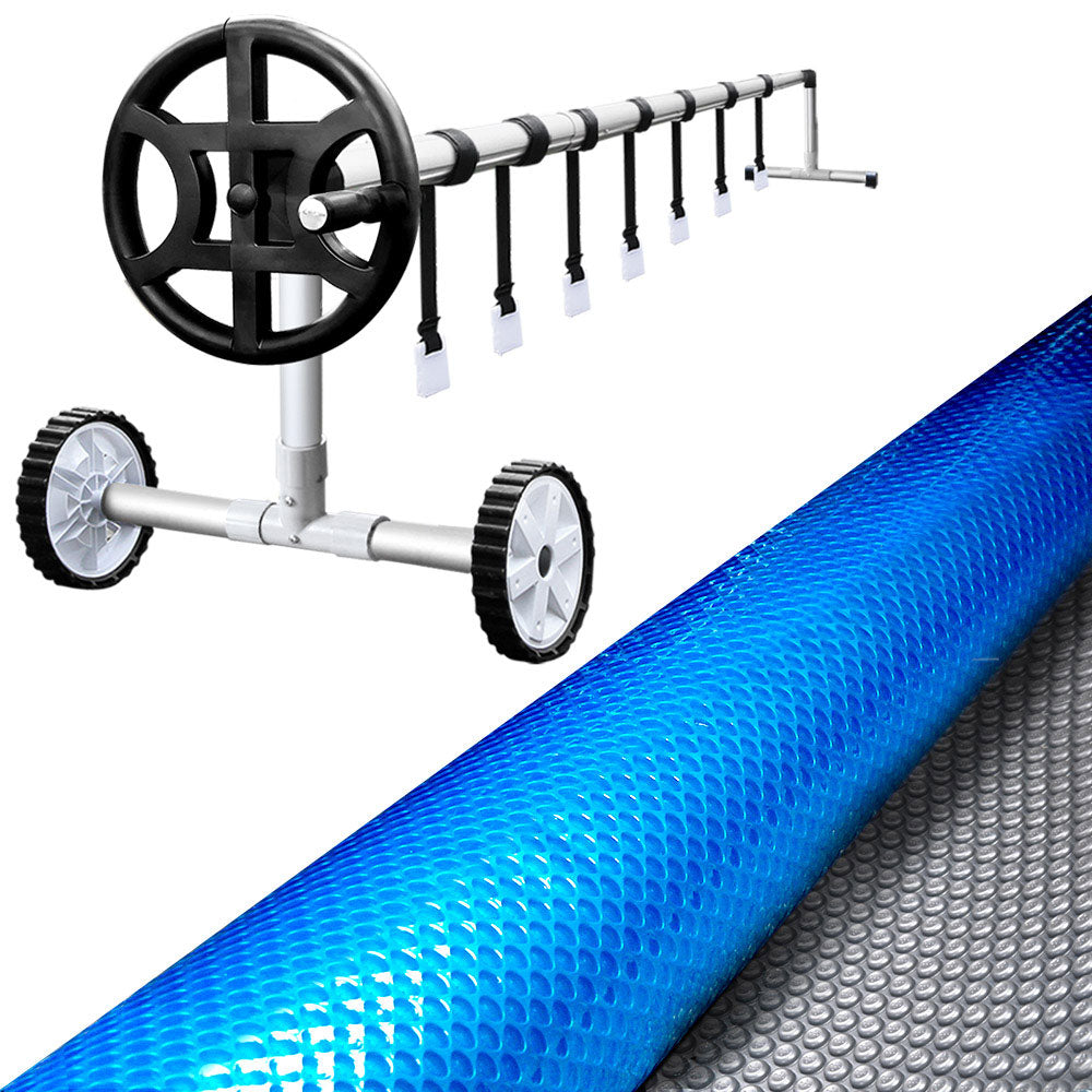 Silver colour - Aquabuddy Pool Cover 500 Micron 7x4m Silver Swimming Pool Solar Blanket 4m Roller