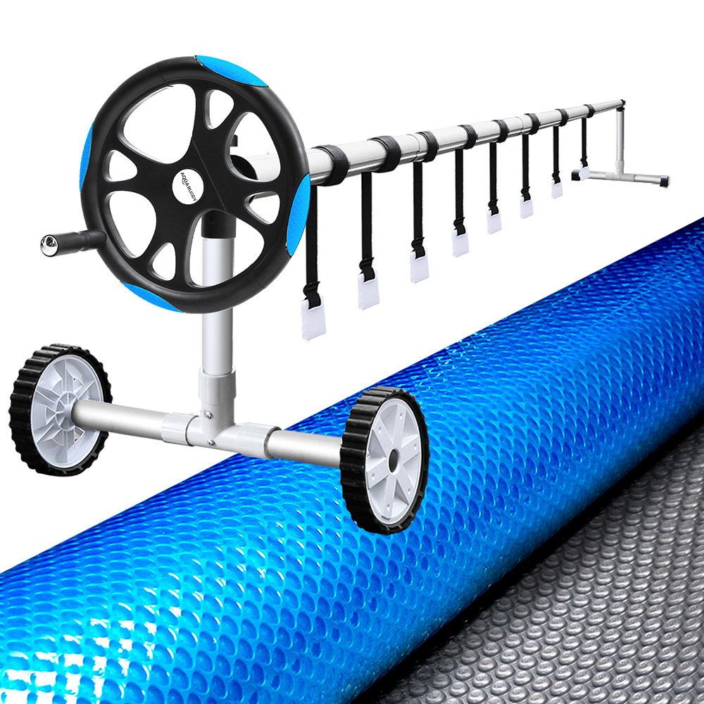 Aquabuddy Pool Cover 500 Micron 7x4m Silver Swimming Pool Solar Blanket 5.5m Blue Roller - High Quality