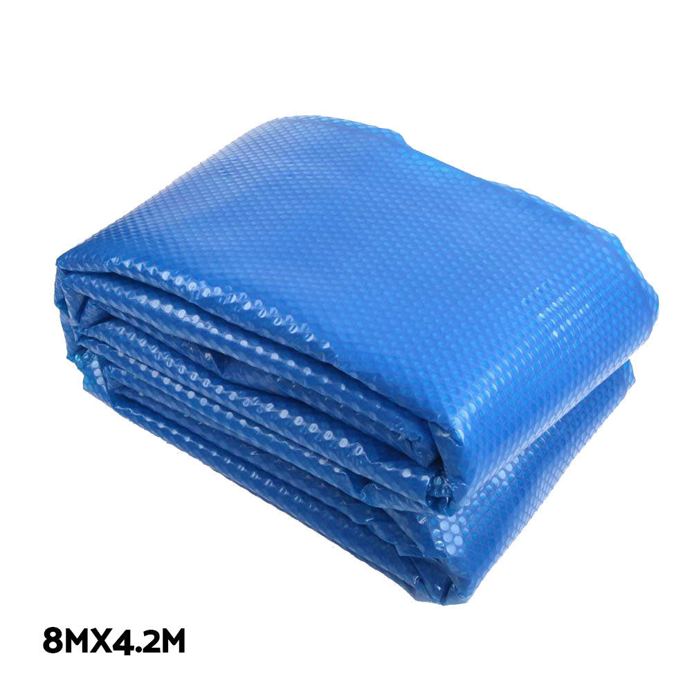 Aquabuddy Pool Cover 500 Micron 8x4.2m Swimming Pool Silver Solar Blanket 5.5m Roller | Pool Covers & Accessories
