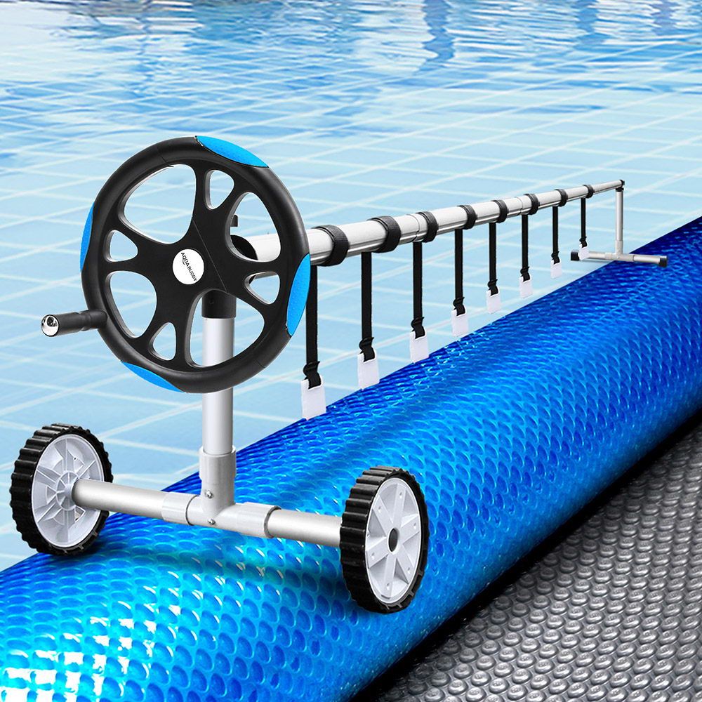 Aquabuddy Pool Cover 500 Micron 8x4.2m Silver Swimming Pool Solar Blanket 5.5m Blue Roller | Pool Covers & Accessories