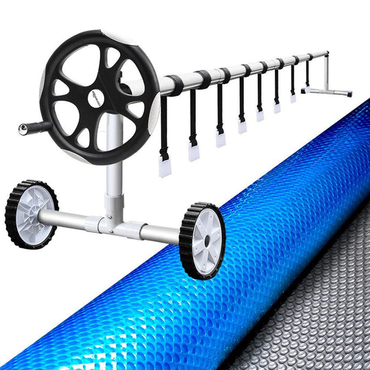 9.5x5m Pool Cover Solar Blanket w/ 5.5m Roller 500 Micron - Aquabuddy