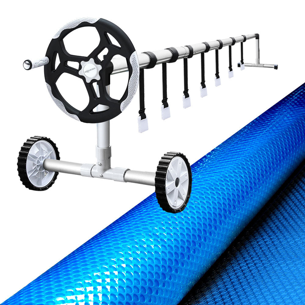 Blue colour - Aquabuddy Pool Cover 500 Micron 9.5x5m Blue Swimming Pool Solar Blanket 5.5m Roller