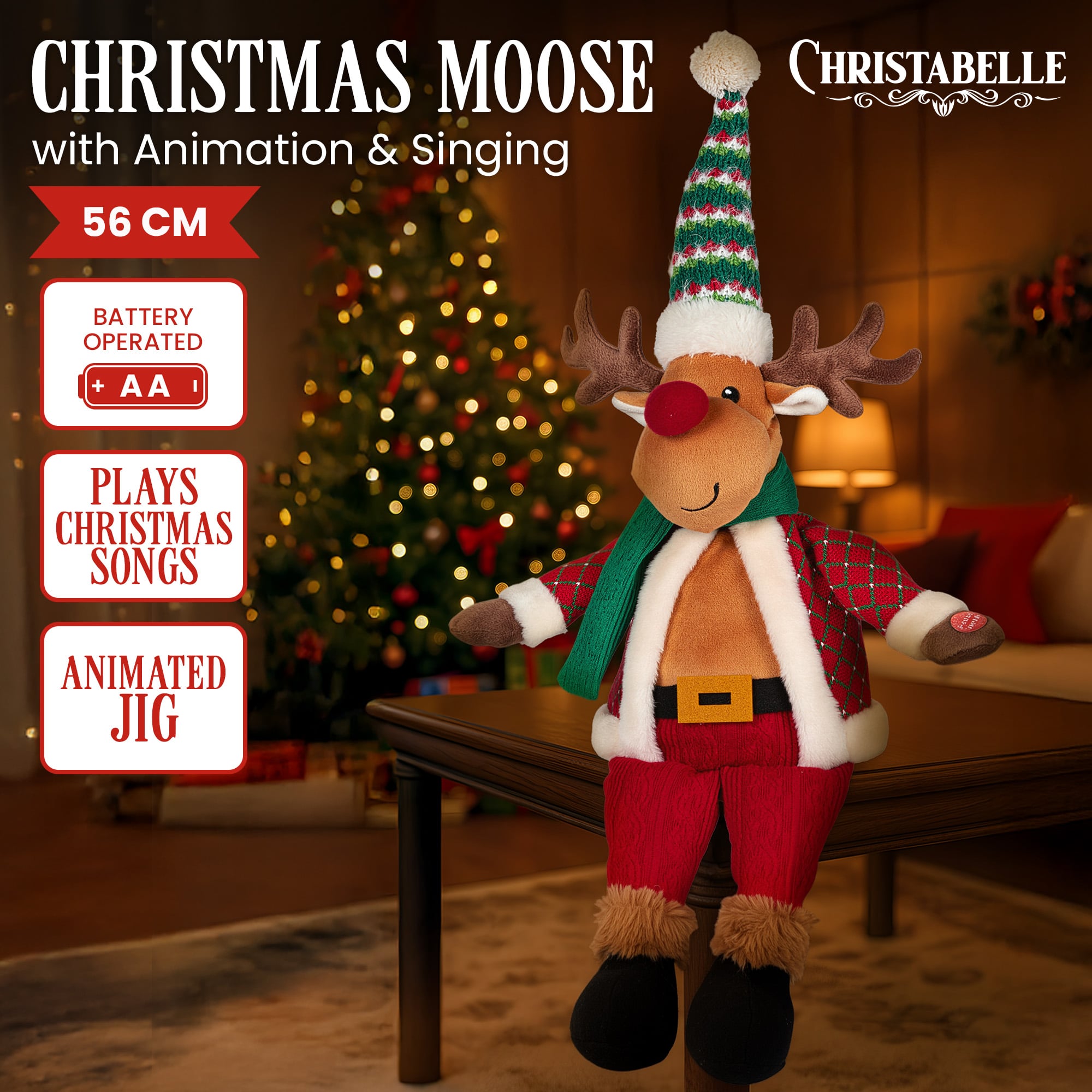 Animated Christmas Moose Decoration