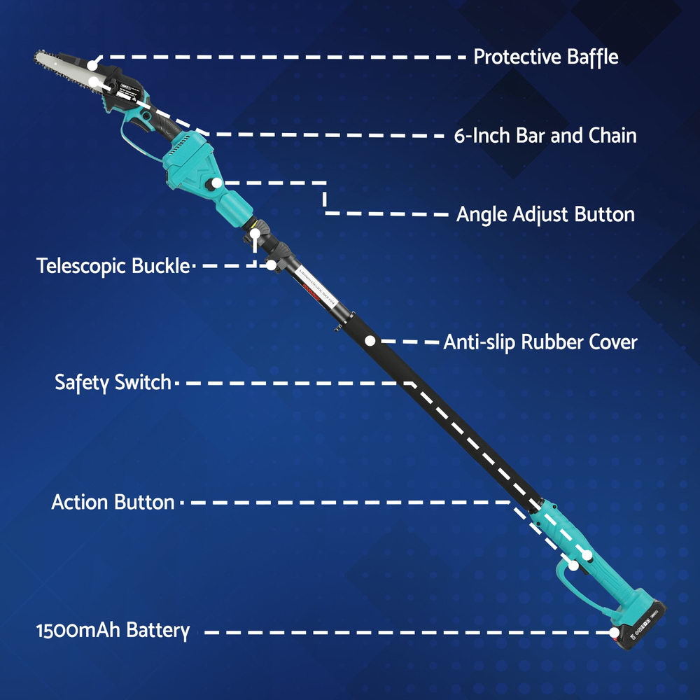 Telescopic Pole Chainsaw 6 Inch Cordless Tree Trimmer Kit 20V Battery
