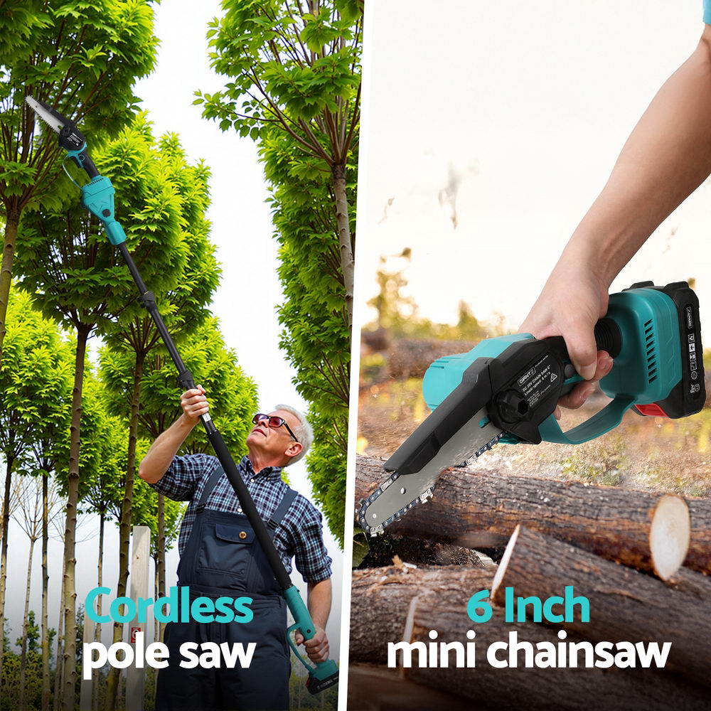 Telescopic Pole Chainsaw 6 Inch Cordless Tree Trimmer Kit 20V Battery