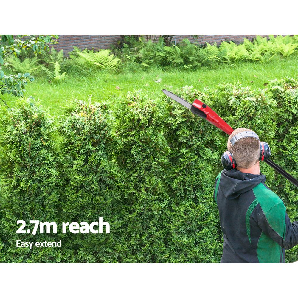 20V Cordless Pole Chainsaw 8" Pruner 2.7m Long Reach Battery Powered