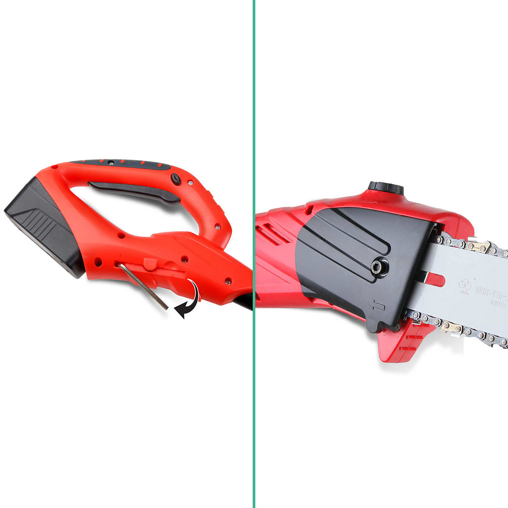20V Cordless Pole Chainsaw 8" Pruner 2.7m Long Reach Battery Powered