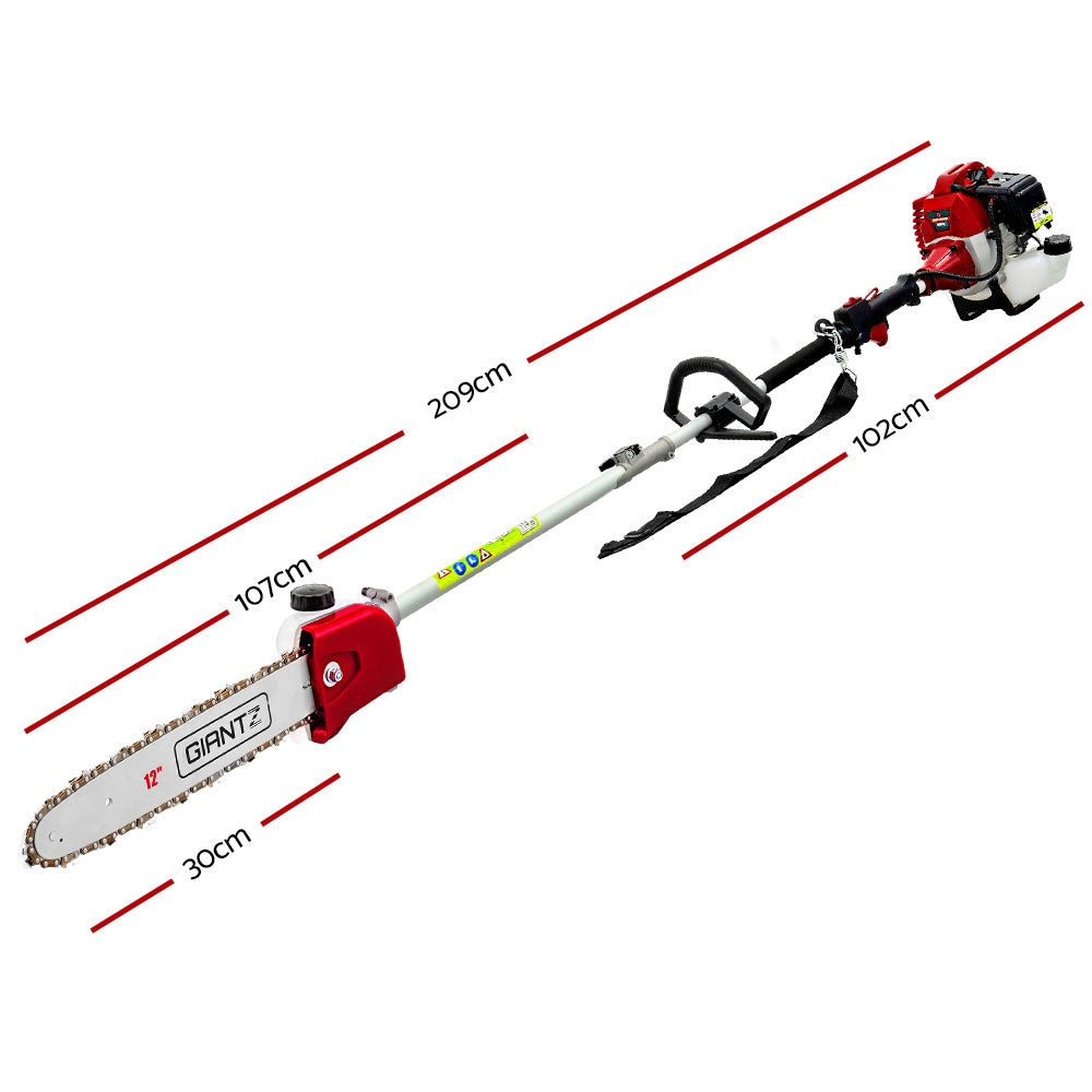 62cc Long Reach Pole Chainsaw 12" Low Kickback Petrol 4.3m