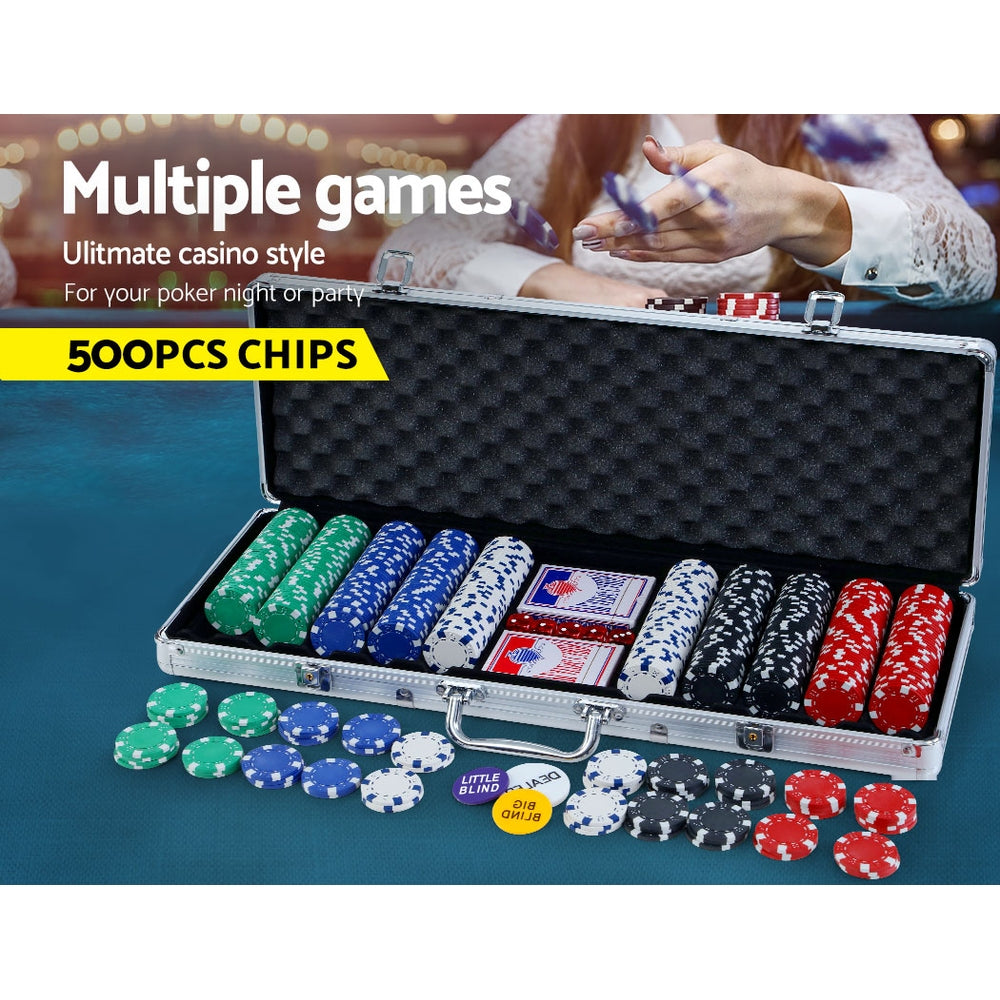 500pcs Poker Chip Set with Case Casino Game Kit