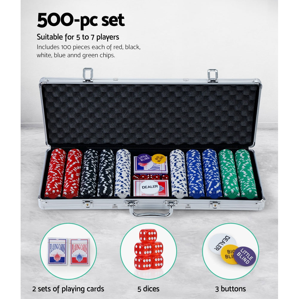 500pcs Poker Chip Set with Case Casino Game Kit