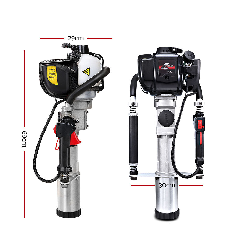 Petrol Post Driver 38CC 4-Stroke Rammer Pile Star Picket Fence Hole Black
