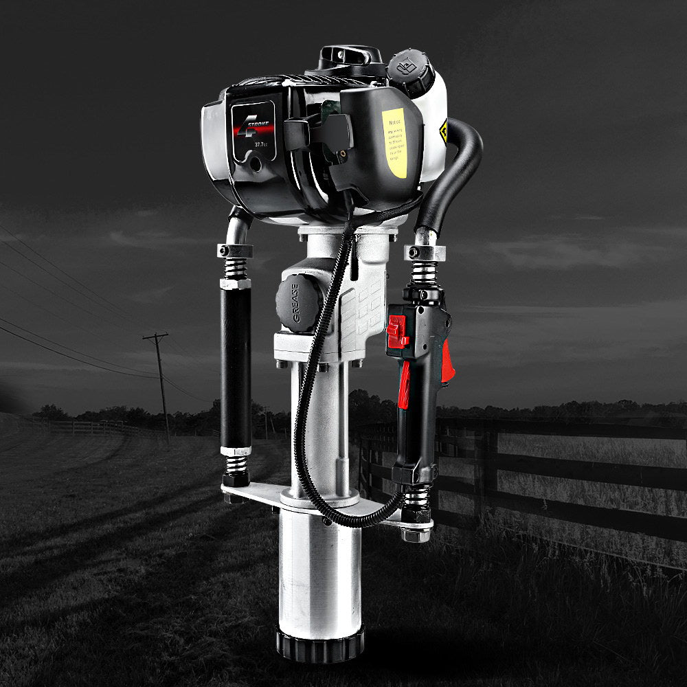 Petrol Post Driver 38CC 4-Stroke Rammer Pile Star Picket Fence Hole Black