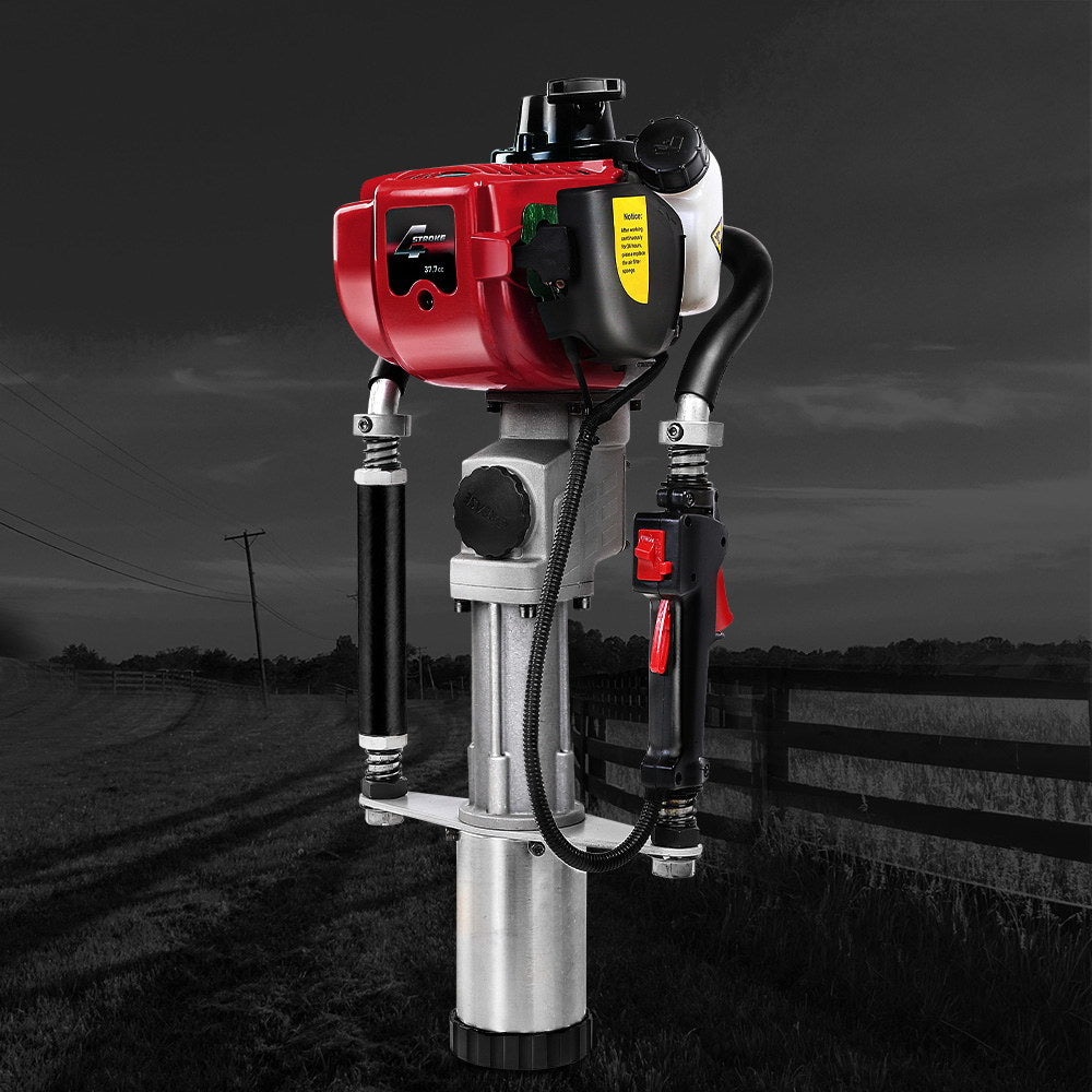 Petrol Post Driver 38CC 4-Stroke Rammer Pile Star Picket Fence Hole Drive Red