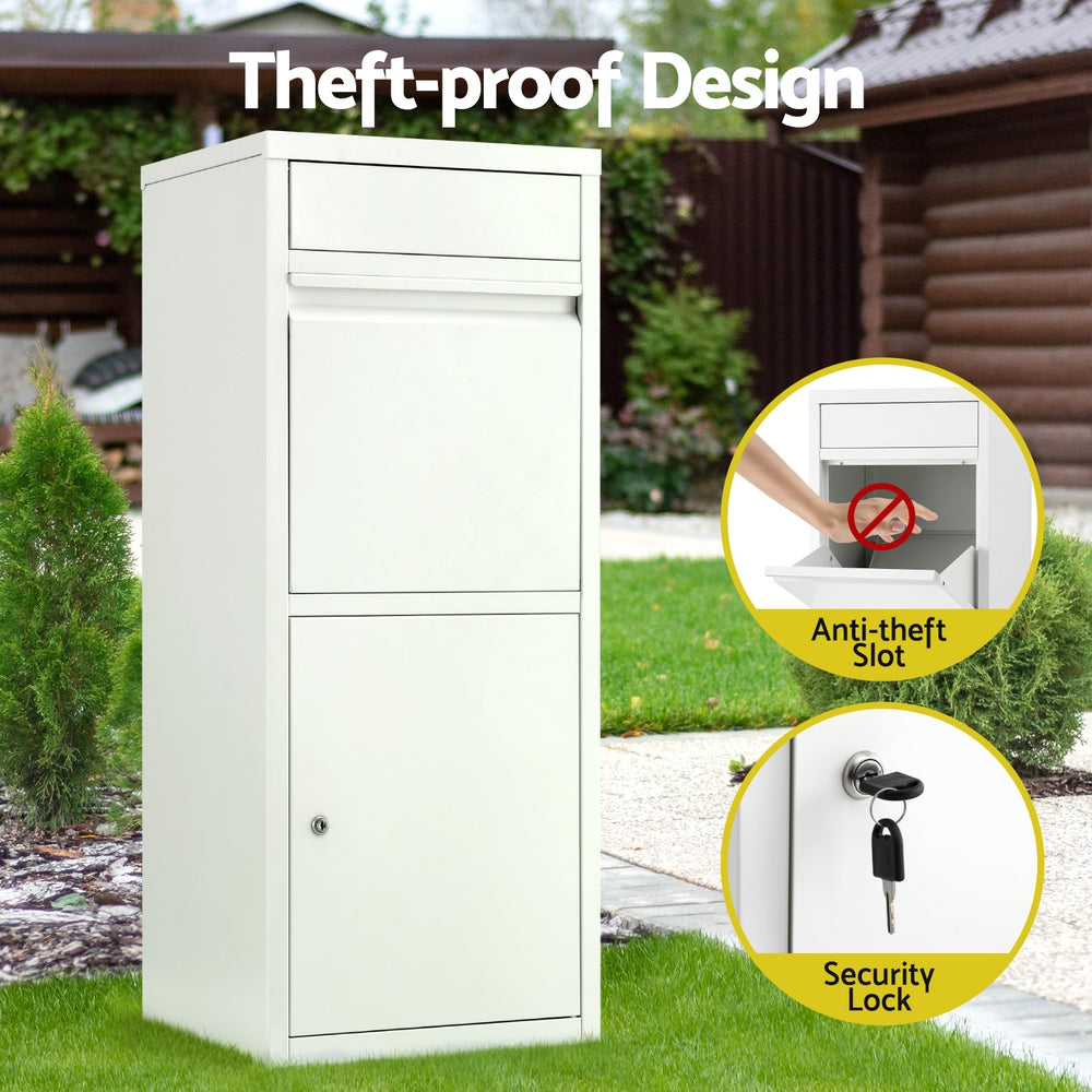 White colour - White Outdoor Parcel Drop Box Letterbox Secure Mail Package Delivery