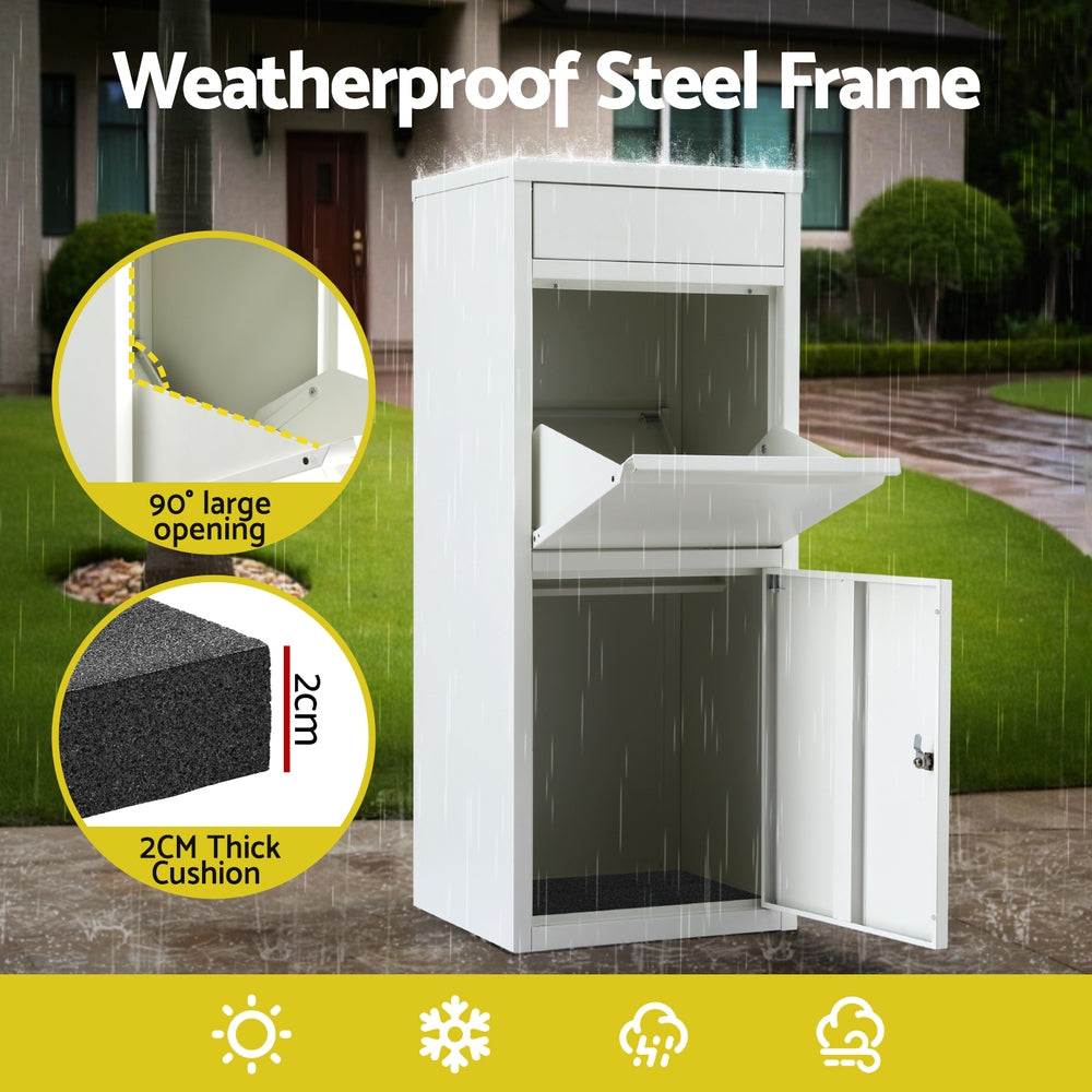 Postage Satchels & Boxes - White Outdoor Parcel Drop Box Letterbox Secure Mail Package Delivery