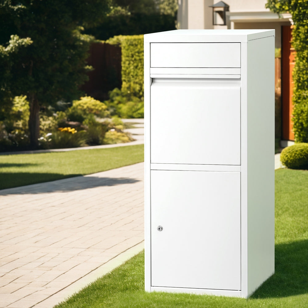 White Outdoor Parcel Drop Box Letterbox Secure Mail Package Delivery | Postage Satchels & Boxes