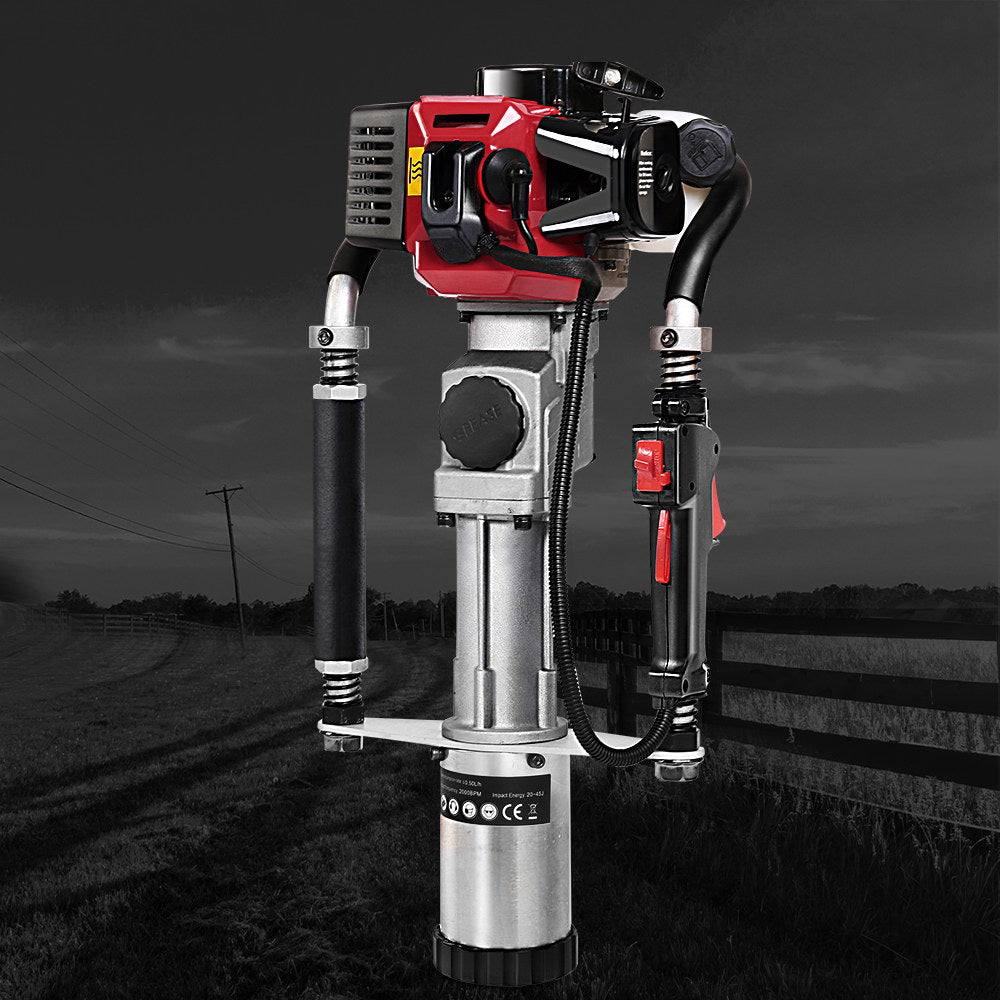 Petrol Post Driver 2-Stroke 55Cc Rammer Pile Star Picket Fence Hole Red