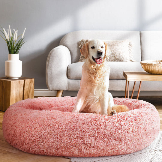 Dog Beds - Pet Bed Dog Cat 110Cm Calming Extra Large Soft Plush Pink