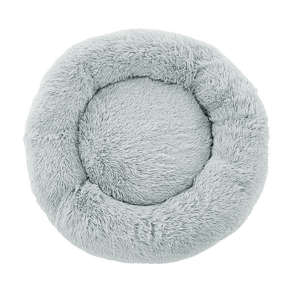 Pet Bed Dog Cat 90cm Large Calming Soft Plush Light Charcoal
