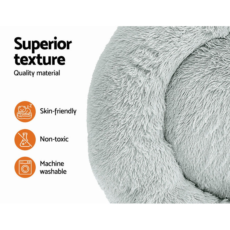 Pet Bed Dog Cat 90cm Large Calming Soft Plush Light Charcoal, Dog Beds