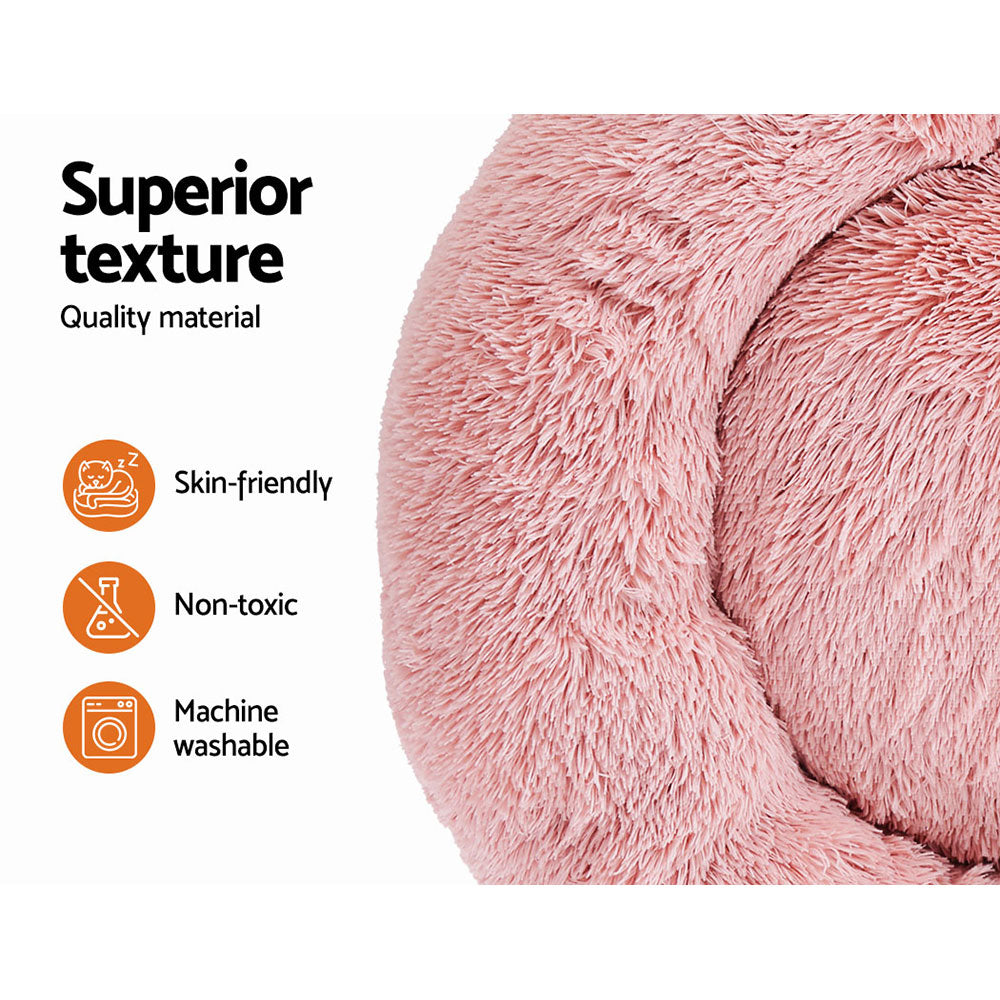 Pet Bed Dog Cat 90cm Large Calming Soft Plush Light Charcoal