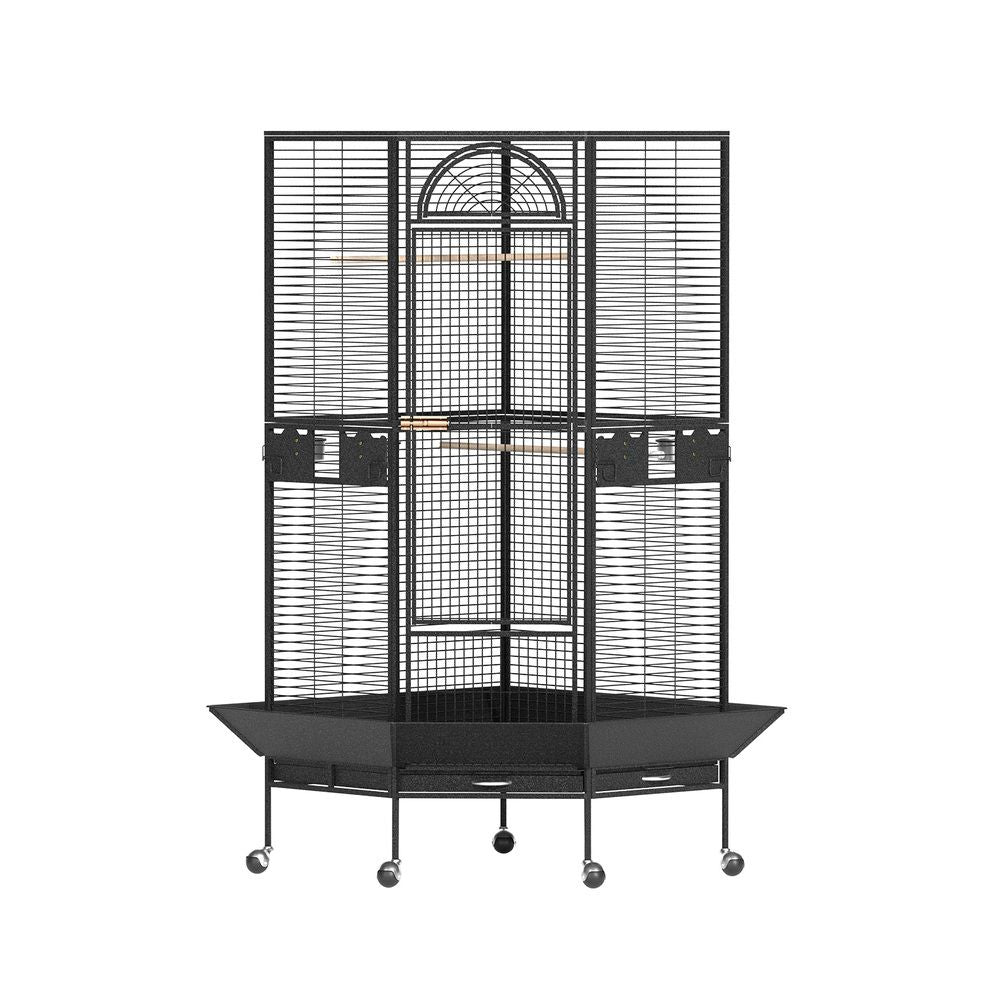 Birdcage - Bird Cage Large Jumbo Aviary Budgie Perch Cage Parrot Stand Wheels Corner
