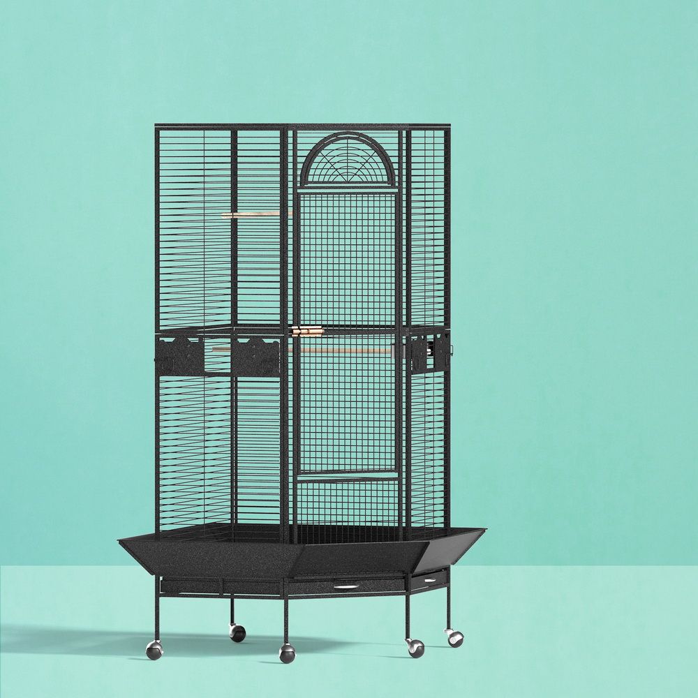 Bird Cage Large Jumbo Aviary Budgie Perch Cage Parrot Stand Wheels Corner, Bird Cages & Stands