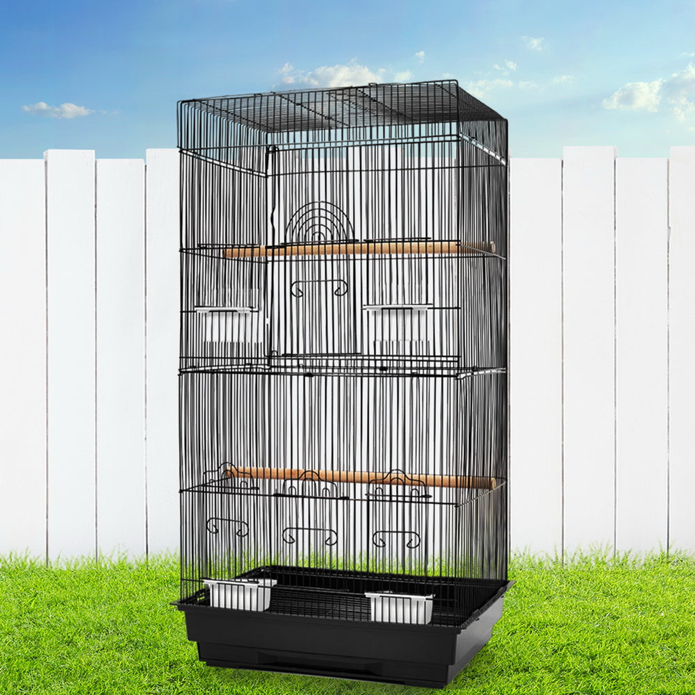 Large Bird Cage Aviary 88cm Wrought Iron Parrot Finch Cage Black
