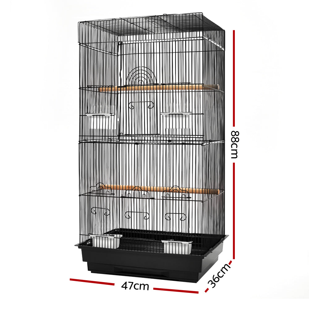 Large Bird Cage Aviary 88cm Wrought Iron Parrot Finch Cage Black