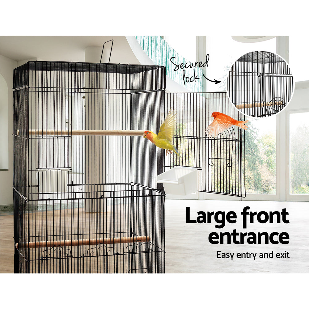Large Bird Cage Aviary 88cm Wrought Iron Parrot Finch Cage Black