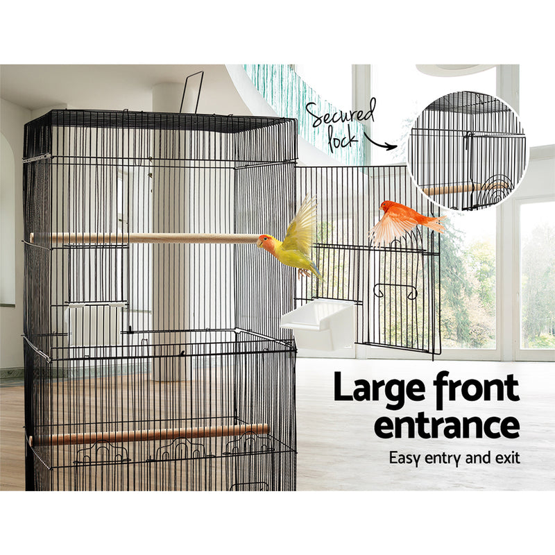 88cm Bird Cage Aviary Wrought Iron with Tray Black