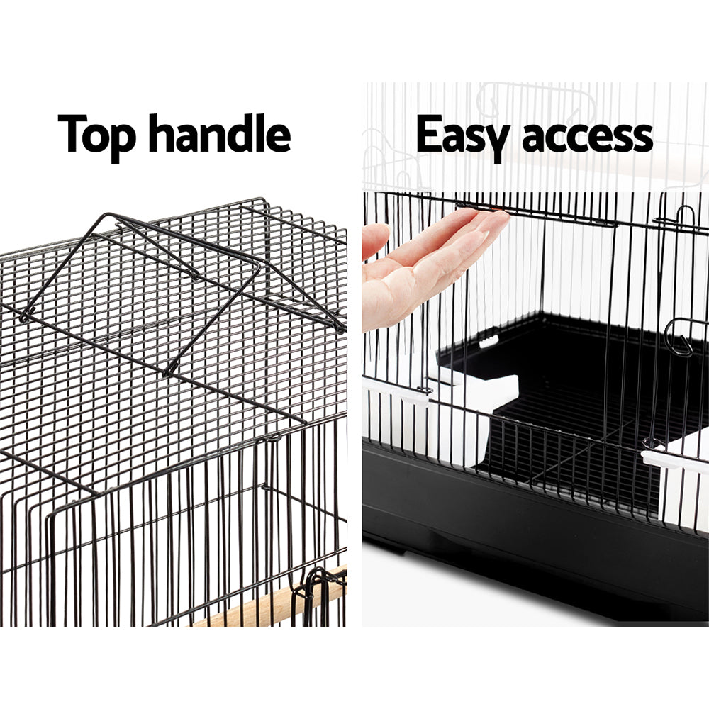 Large Bird Cage Aviary 88cm Wrought Iron Parrot Finch Cage Black