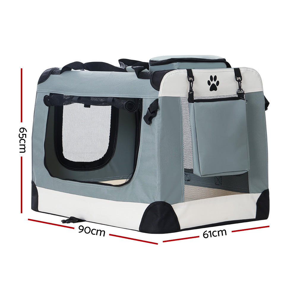 Pet Carrier Soft Crate Dog Cat Travel 90X61Cm Foldable Car 2Xl