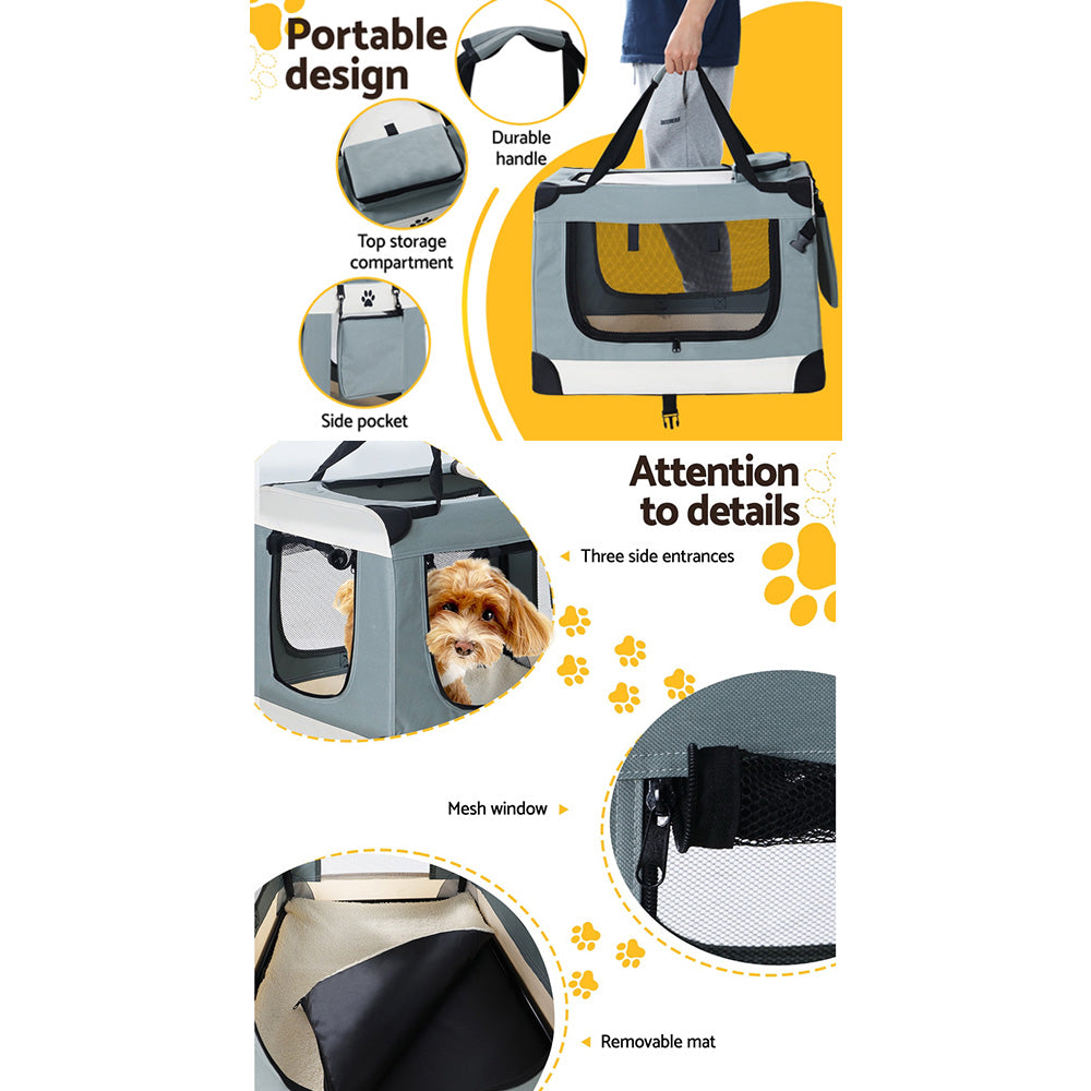 Pet Carrier Soft Crate Dog Cat Travel 90x61CM Portable Foldable Car 2XL