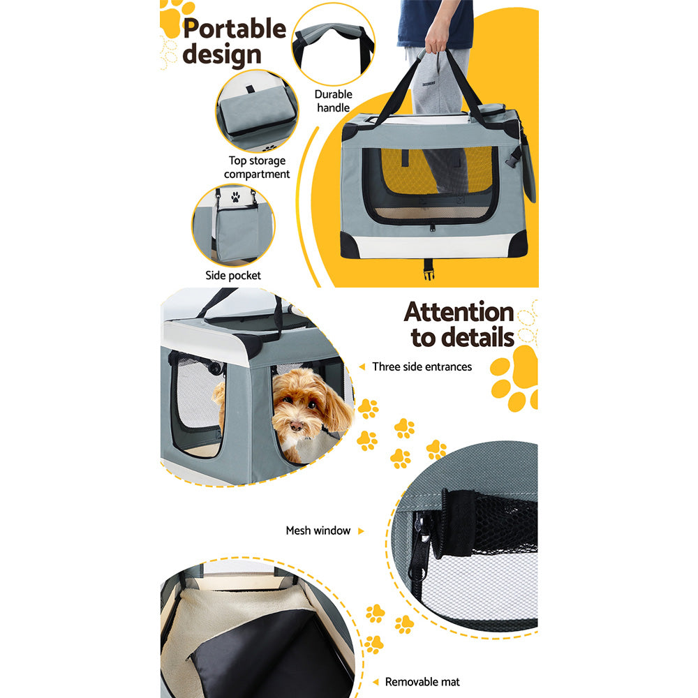 Pet Carrier Soft Crate Dog Cat Travel 70x52CM Portable Foldable Car Large