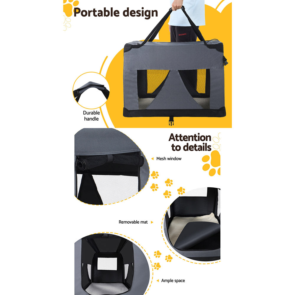 Pet Carrier Soft Crate Dog Cat Travel 60x42CM Portable Foldable Car M